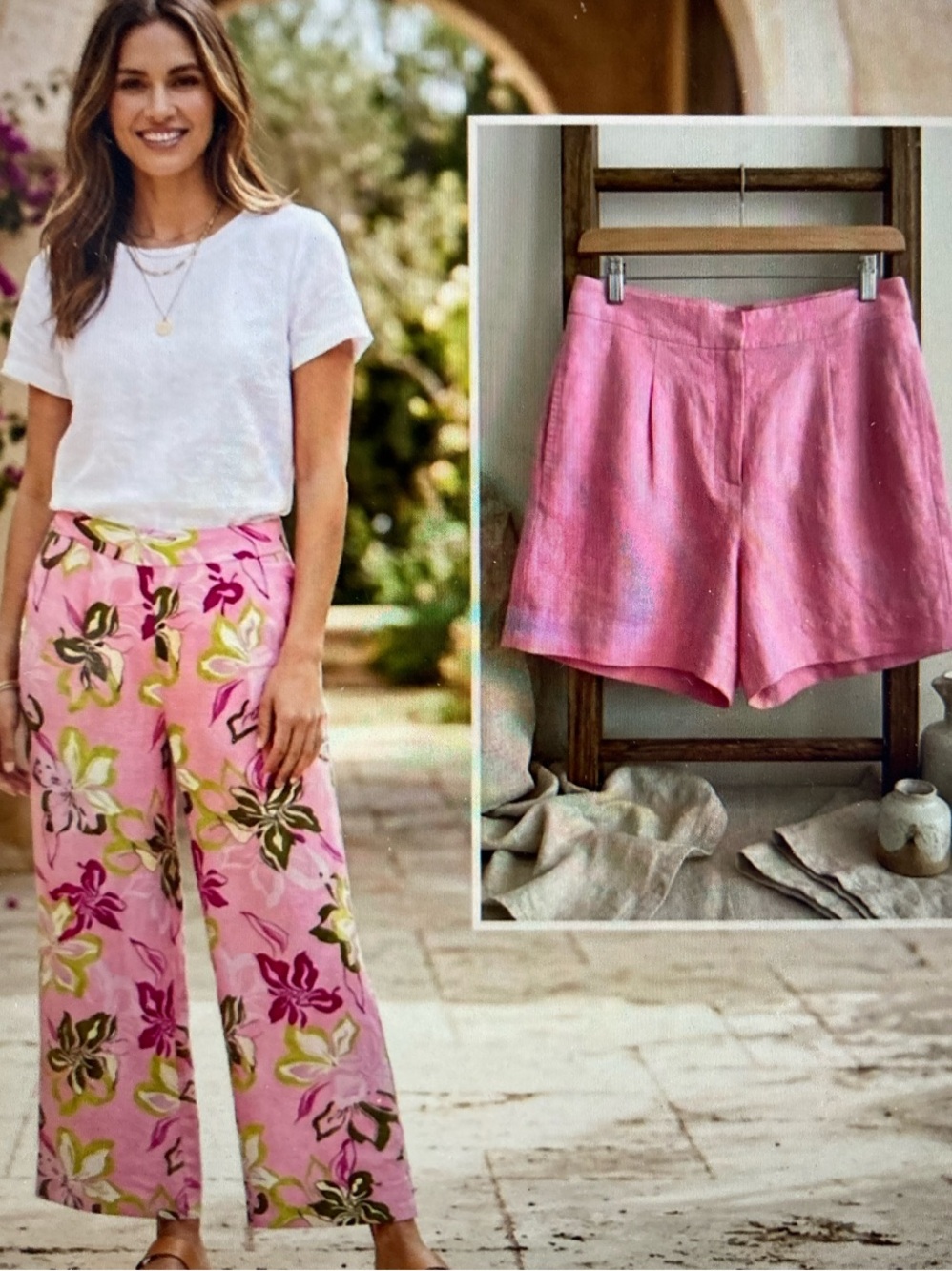 Boston Proper Malibu Linen Tropical Bundle (Pants + Shorts) S494